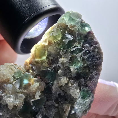 Seltene Phantom Fluorit Würfel, Quarz Stufe Okorusu, Namibia 60*36*14mm