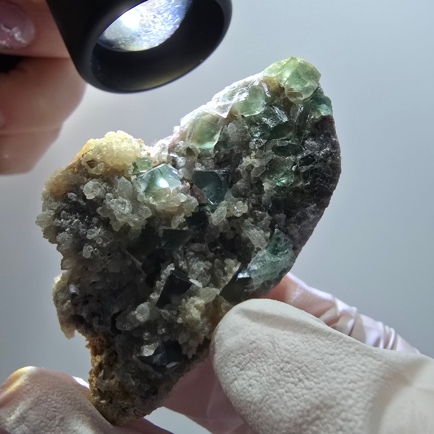 Seltene Phantom Fluorit Würfel, Quarz Stufe Okorusu, Namibia 60*36*14mm