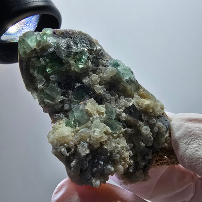 Seltene Phantom Fluorit Würfel, Quarz Stufe Okorusu, Namibia 60*36*14mm