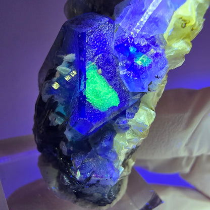 Phantom Fluorit, hexagonal, Schörl Turmalin, Muskovit, Hyalit Erongo, Namibia 51*27*19mm