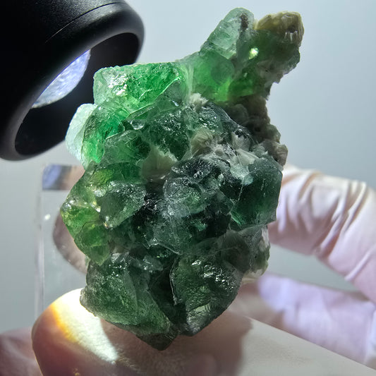 Phantom Fluorit, hexagonal, Schörl Turmalin, Muskovit Erongo, Namibia 44*27*32mm