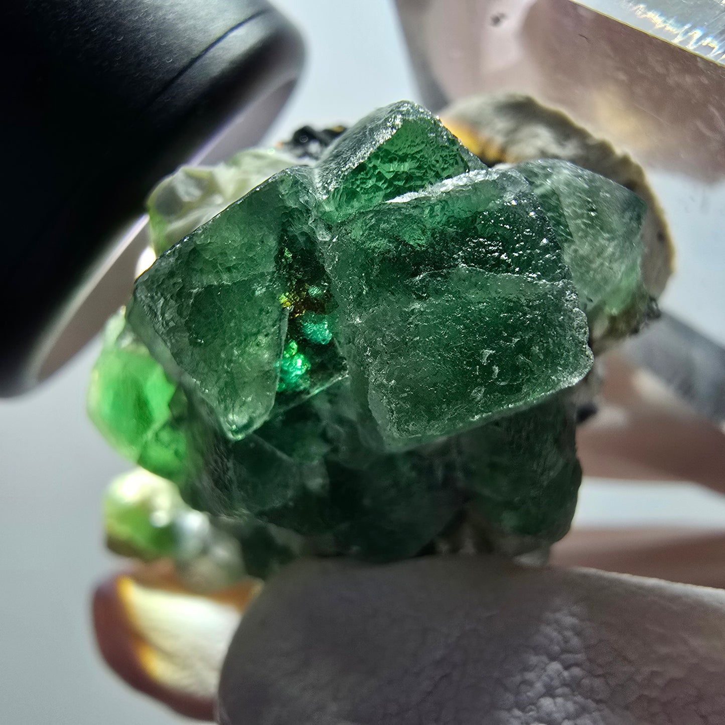 Phantom Fluorit, hexagonal, Schörl Turmalin, Muskovit Erongo, Namibia 44*27*32mm