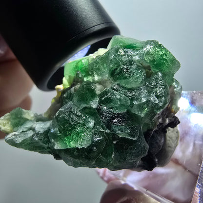 Phantom Fluorit, hexagonal, Schörl Turmalin, Muskovit Erongo, Namibia 44*27*32mm