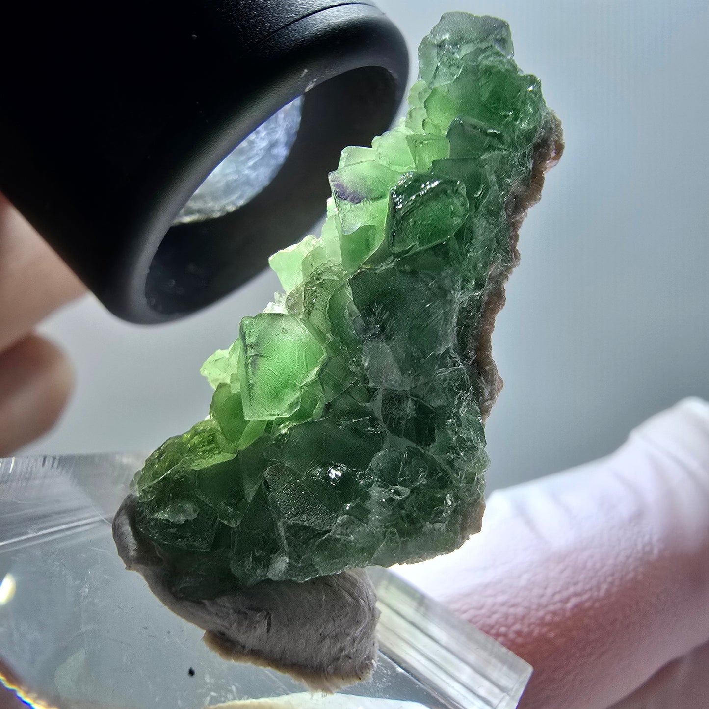 Phantom Fluorit, zonal, Muskovit Stufe Erongo, Namibia 34*16*9mm