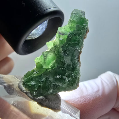 Phantom Fluorit, zonal, Muskovit Stufe Erongo, Namibia 34*16*9mm