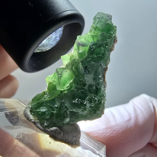 Phantom Fluorit, zonal, Muskovit Stufe Erongo, Namibia 34*16*9mm