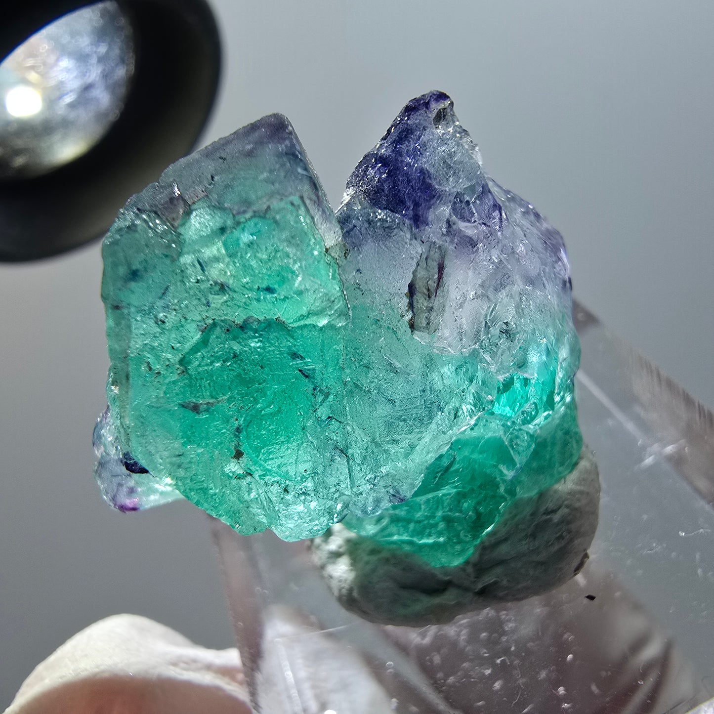 Phantom Fluorit, zonal, Muskovit Stufe Erongo, Namibia 27*25*12mm