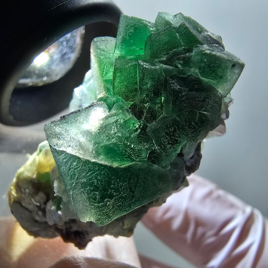 Phantom Fluorit, zonal, Muskovit Stufe Erongo, Namibia 38*26*22mm