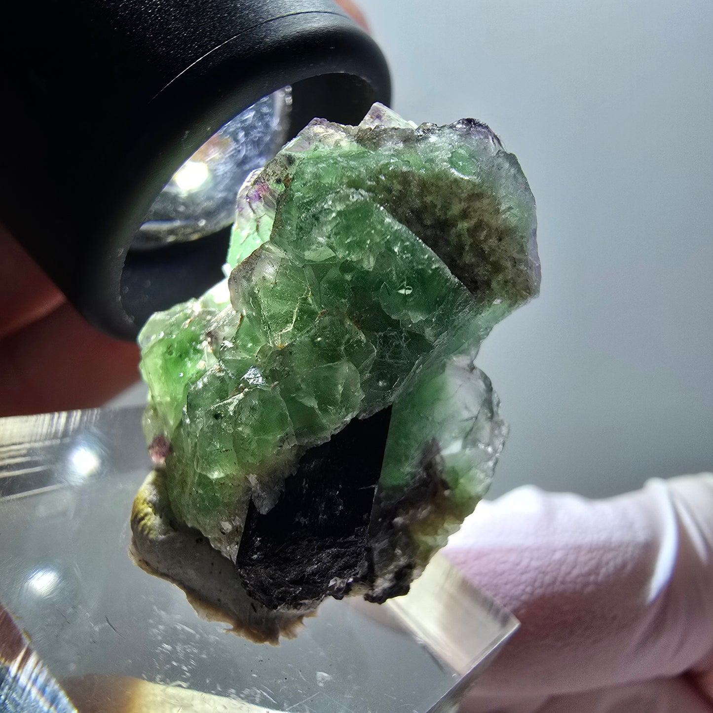 Phantom Fluorit, Schörl Turmalin, Muskovit Stufe Erongo, Namibia 28*22*19mm