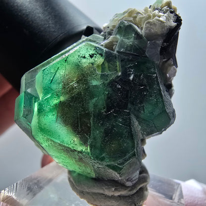 Phantom Fluorit, hexagonal, Schörl Turmalin, Muskovit Erongo, Namibia 38*29*16mm