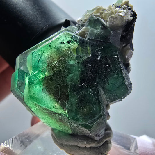 Phantom Fluorit, hexagonal, Schörl Turmalin, Muskovit Erongo, Namibia 38*29*16mm