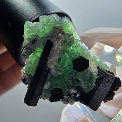 Phantom Fluorit, Schörl Turmalin, Muskovit Stufe Erongo, Namibia 33*24*24mm