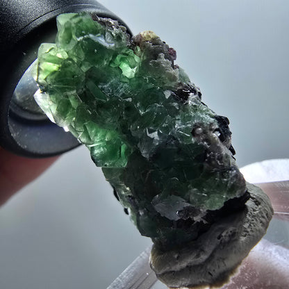 Phantom Fluorit, Schörl Turmalin, Muskovit Stufe Erongo, Namibia 33*24*24mm