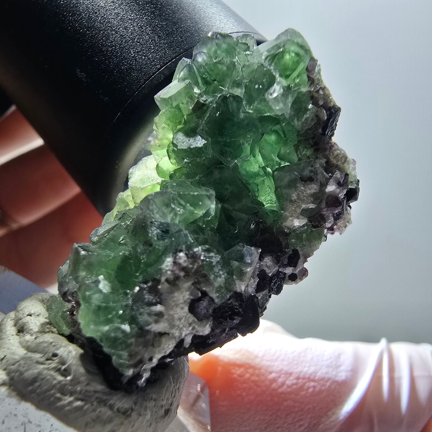 Phantom Fluorit, Schörl Turmalin, Muskovit Stufe Erongo, Namibia 33*24*24mm