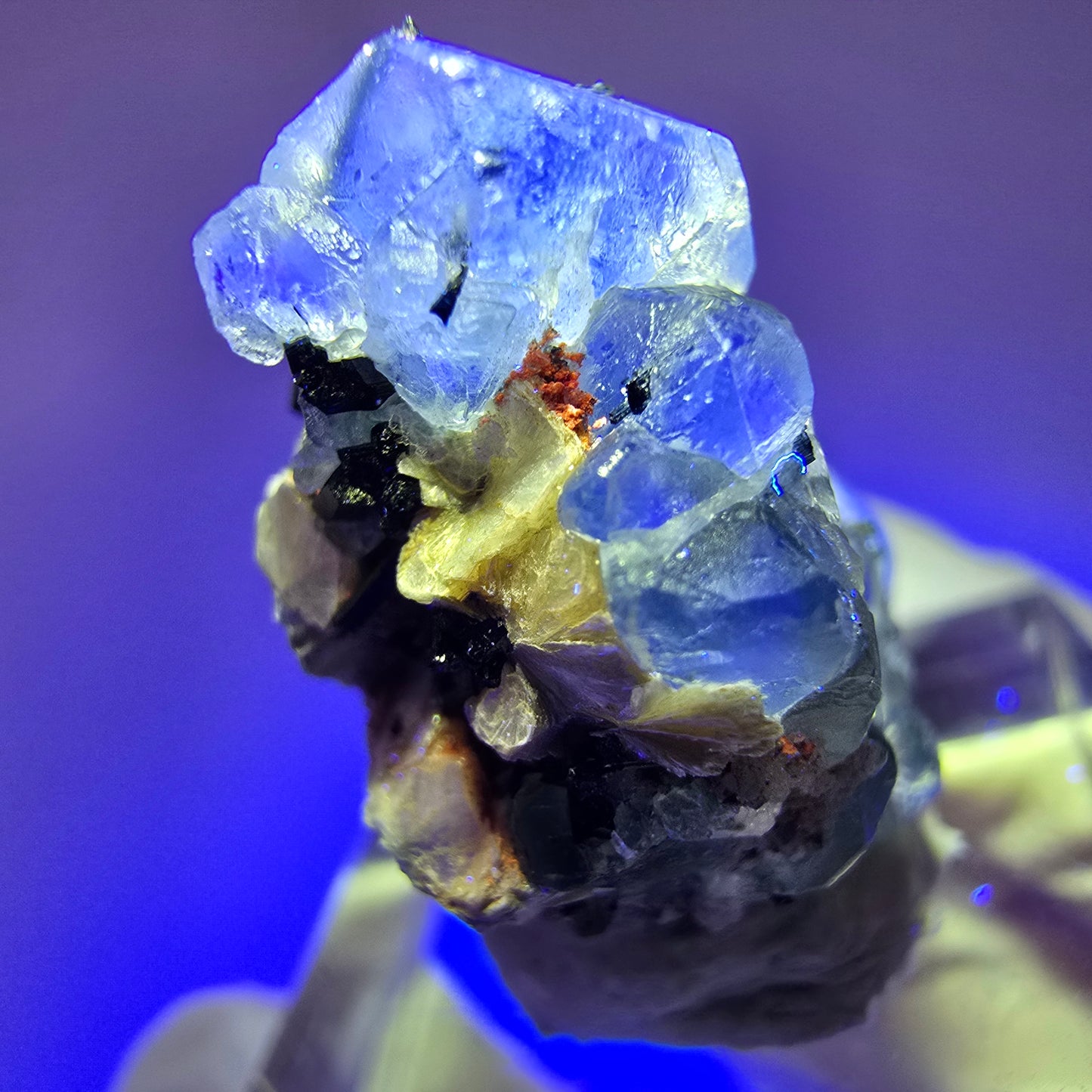 Phantom Fluorit, Schörl Turmalin, Muskovit Stufe Erongo, Namibia 26*22*14mm