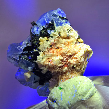 Phantom Fluorit, Schörl Turmalin, Muskovit Stufe Erongo, Namibia 26*22*14mm