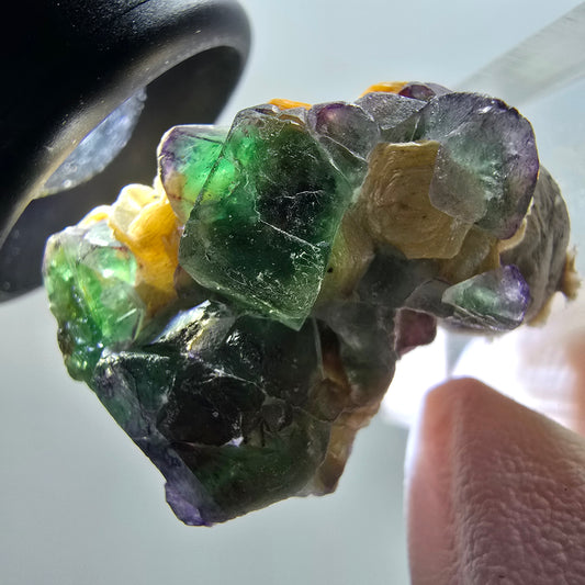 Phantom Fluorit, zonal, Hyalit, Muskovit Stufe Erongo, Namibia 31*22*25mm