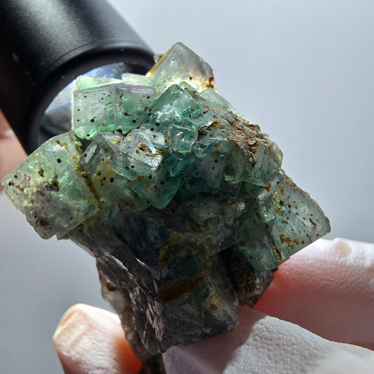 Seltene Phantom Fluorit Würfel Stufe, grün parkettiert Erongo Namibia 55*37*30mm