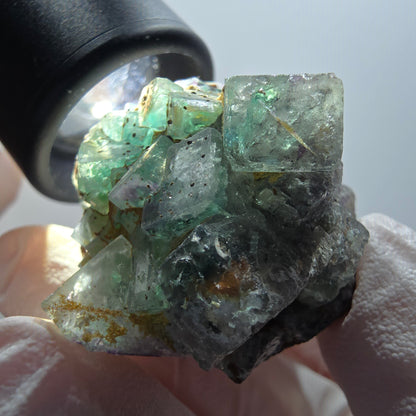 Seltene Phantom Fluorit Würfel Stufe, grün parkettiert Erongo Namibia 55*37*30mm