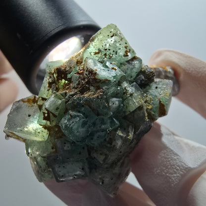 Seltene Phantom Fluorit Würfel Stufe, grün parkettiert Erongo Namibia 55*37*30mm