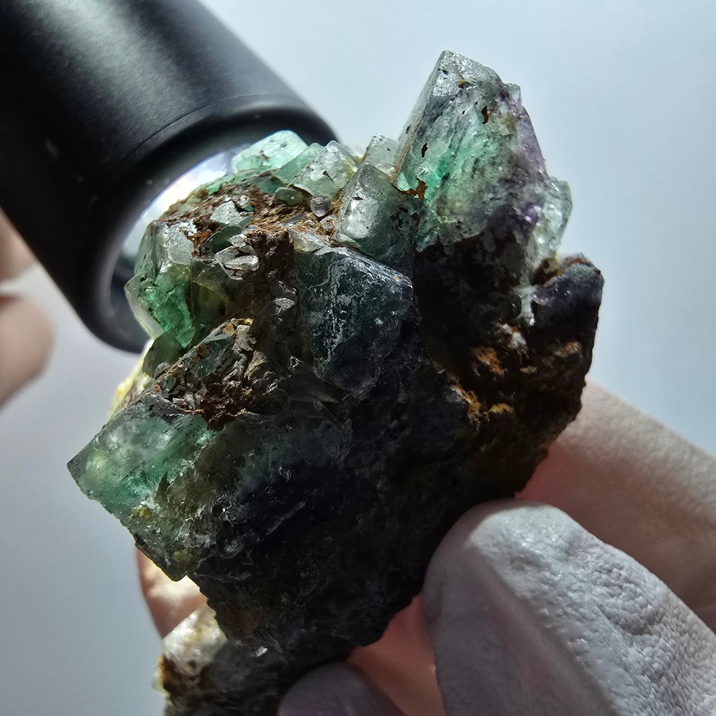 Seltene Phantom Fluorit Würfel Stufe, grün parkettiert Erongo Namibia 55*37*30mm