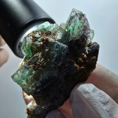 Seltene Phantom Fluorit Würfel Stufe, grün parkettiert Erongo Namibia 55*37*30mm