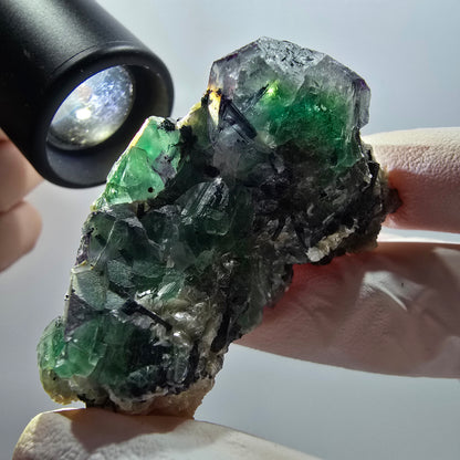 Phantom Fluorit, Schörl Turmalin, Muskovit, Hyalit Erongo, Namibia 60*41*23mm