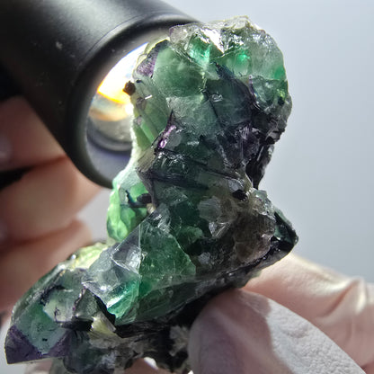 Phantom Fluorit, Schörl Turmalin, Muskovit, Hyalit Erongo, Namibia 60*41*23mm