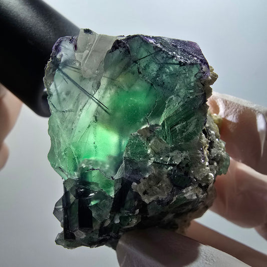 Phantom Fluorit, Schörl Turmalin, Muskovit, Rauchquarz Erongo Namibia 67*55*31mm