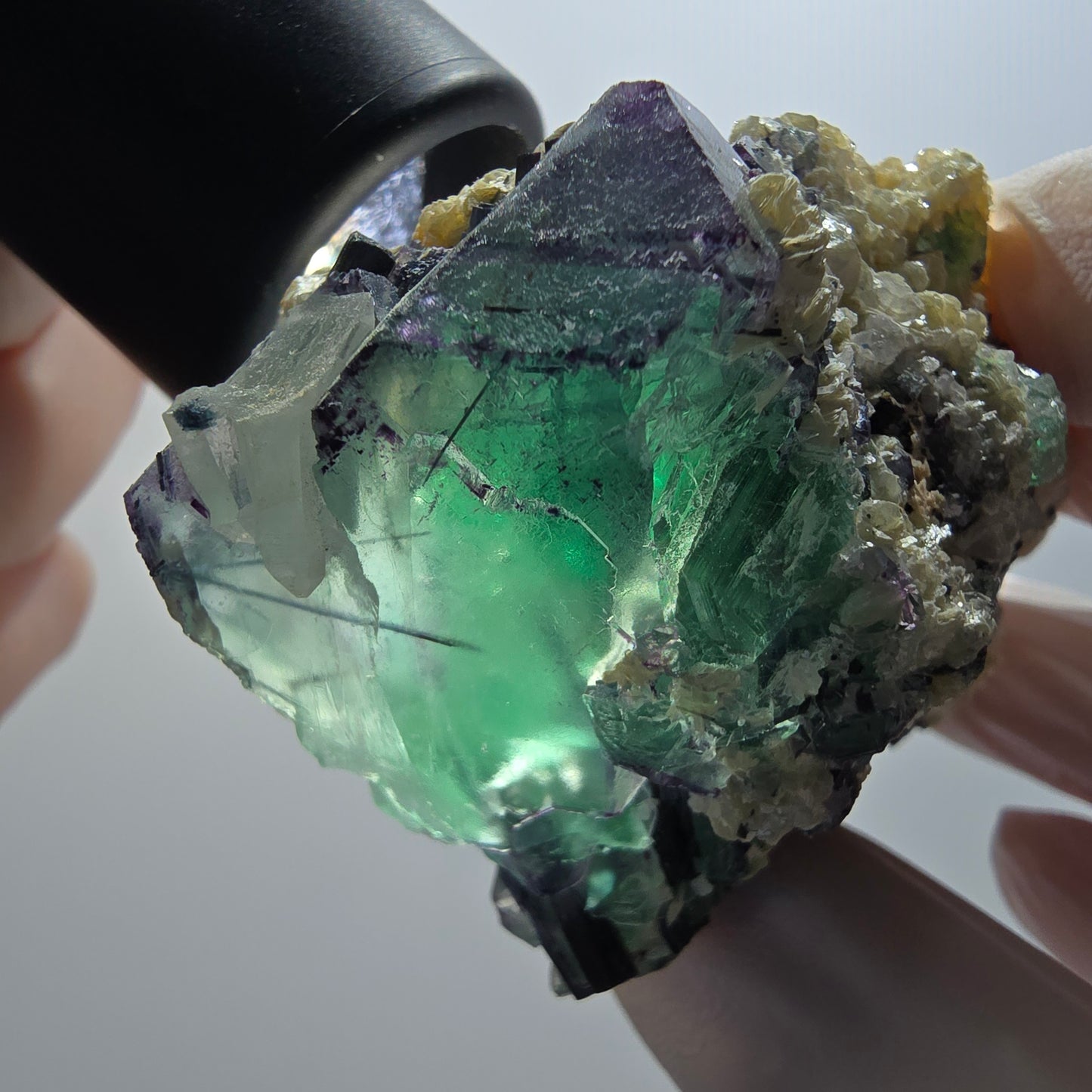 Phantom Fluorit, Schörl Turmalin, Muskovit, Rauchquarz Erongo Namibia 67*55*31mm