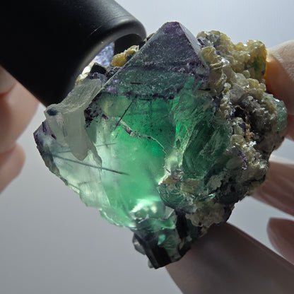 Phantom Fluorit, Schörl Turmalin, Muskovit, Rauchquarz Erongo Namibia 67*55*31mm