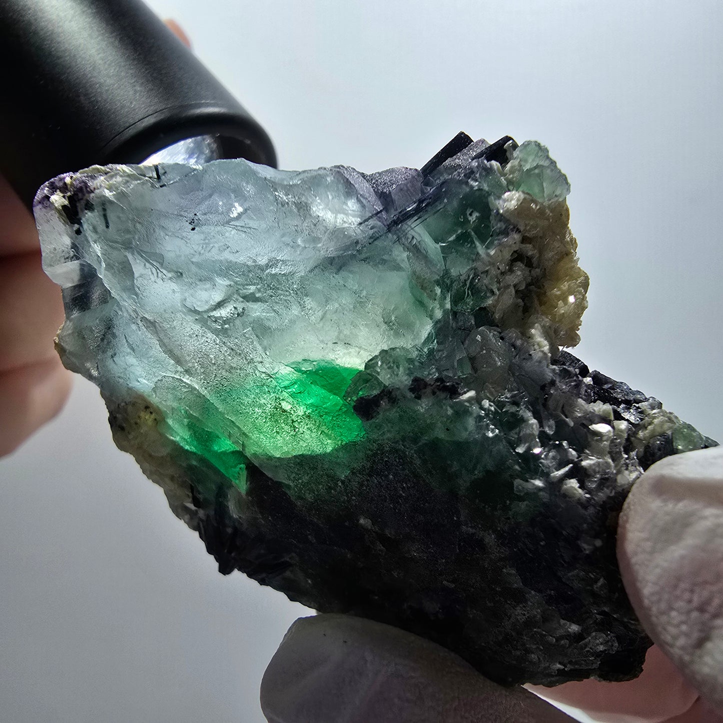 Phantom Fluorit, Schörl Turmalin, Muskovit, Rauchquarz Erongo Namibia 67*55*31mm