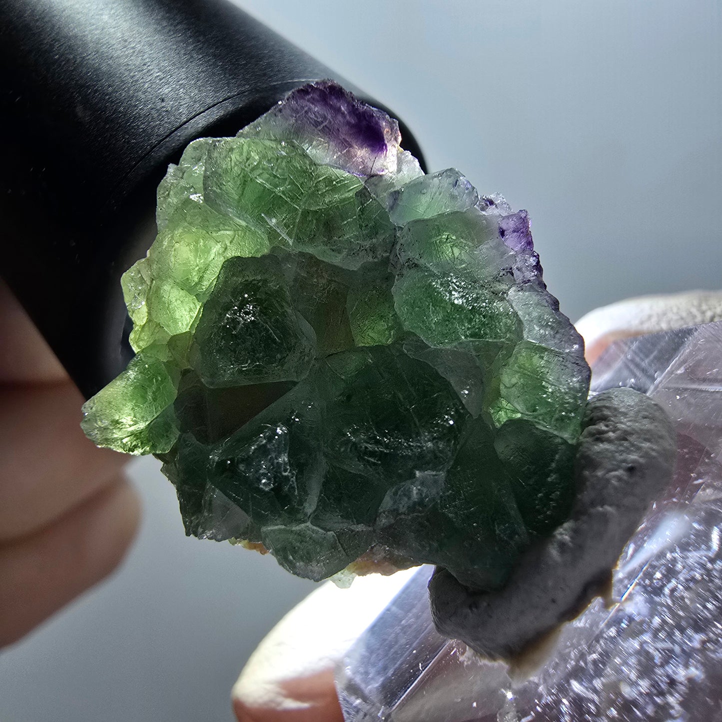 Phantom Fluorit, zonal, Muskovit Stufe Erongo, Namibia 27*24*11mm