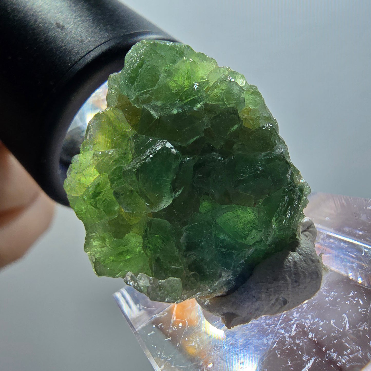 Phantom Fluorit, Schörl Turmalin, Muskovit Stufe Erongo, Namibia 26*22*11mm