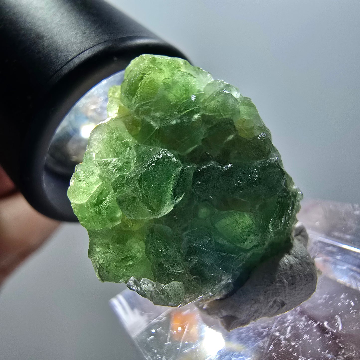 Phantom Fluorit, Schörl Turmalin, Muskovit Stufe Erongo, Namibia 26*22*11mm