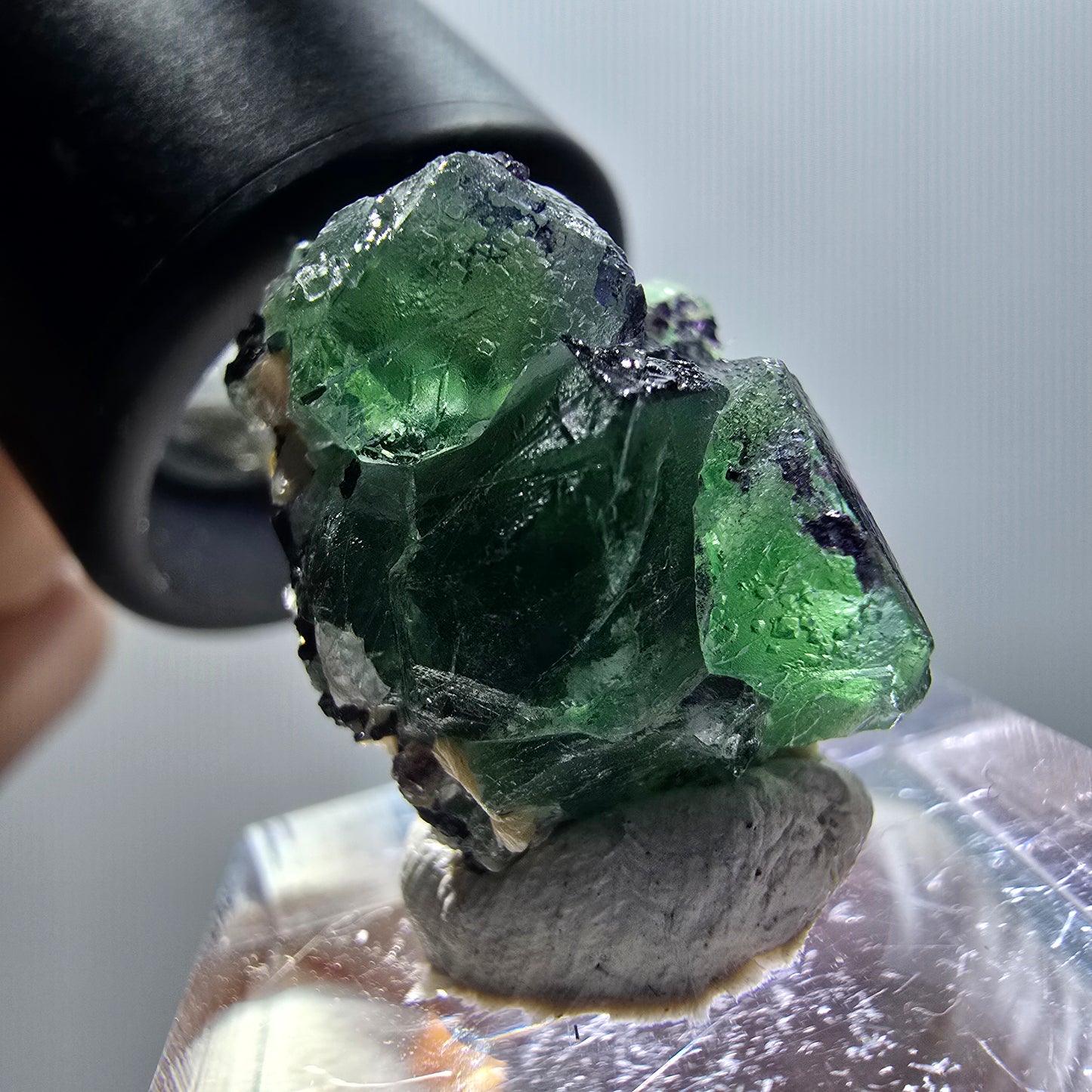 Phantom Fluorit, zonal, Schörl Turmalin, Muskovit Erongo, Namibia 23*17*15mm