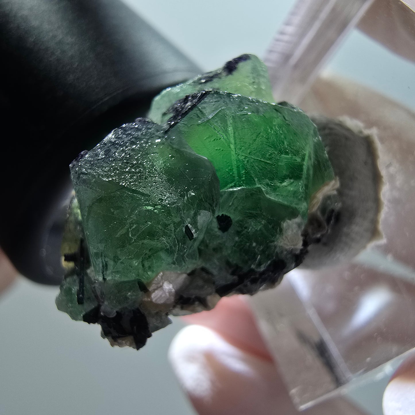 Phantom Fluorit, zonal, Schörl Turmalin, Muskovit Erongo, Namibia 23*17*15mm
