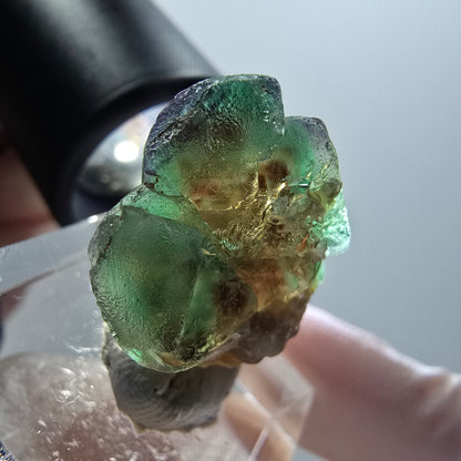 Klare Phantom Fluorit Würfel Stufe, grün braun Erongo, Namibia 24*20*20mm