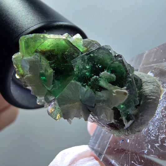 Phantom Fluorit Würfel, Muskovit Stufe Erongo, Namibia 28*20*17mm