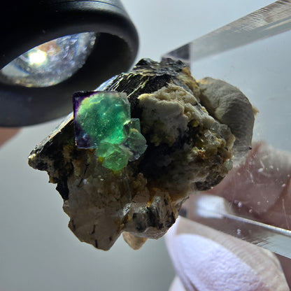 Phantom Fluorit, zonal, Schörl Turmalin, Muskovit Erongo, Namibia 28*19*14mm