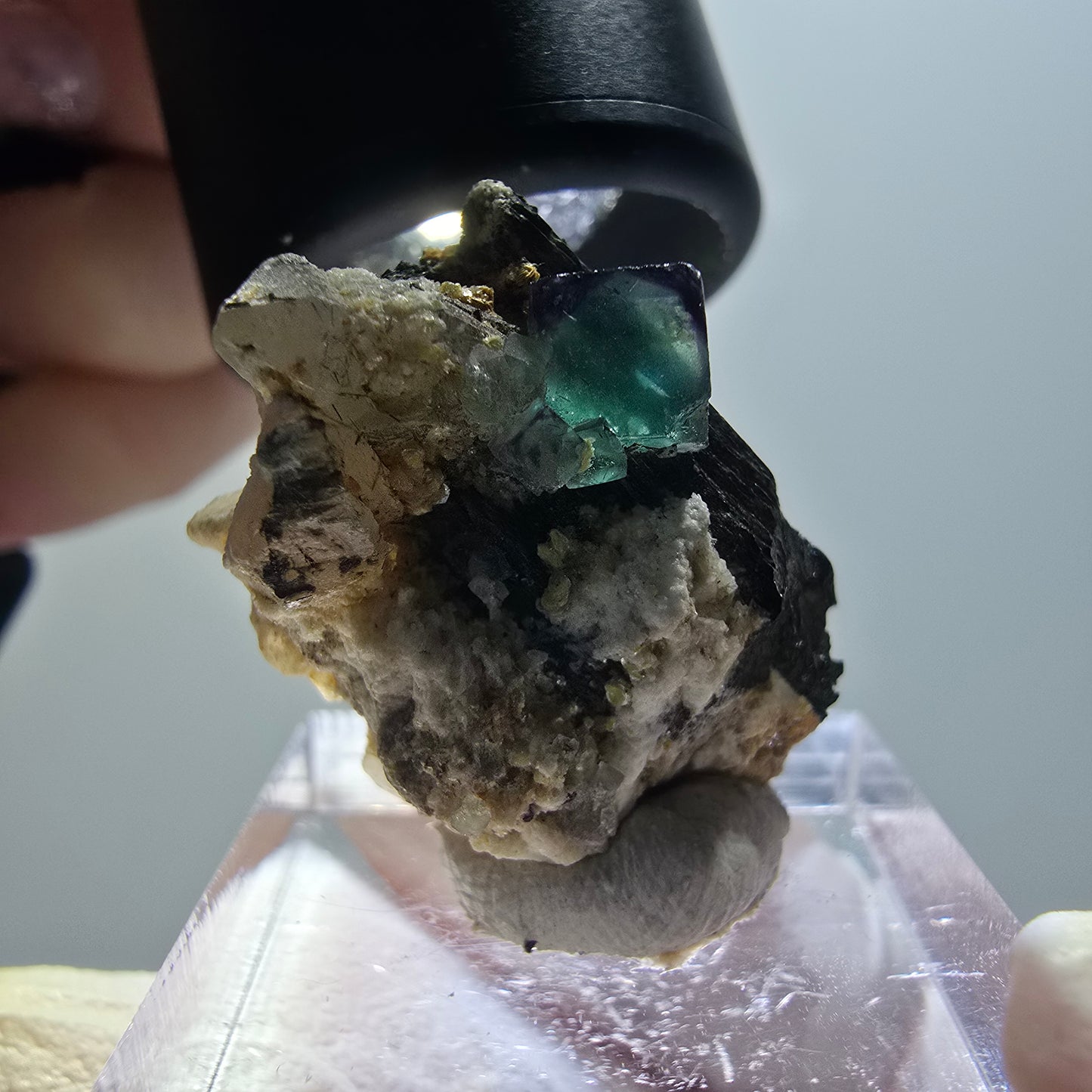 Phantom Fluorit, zonal, Schörl Turmalin, Muskovit Erongo, Namibia 28*19*14mm