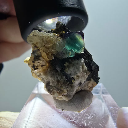 Phantom Fluorit, zonal, Schörl Turmalin, Muskovit Erongo, Namibia 28*19*14mm