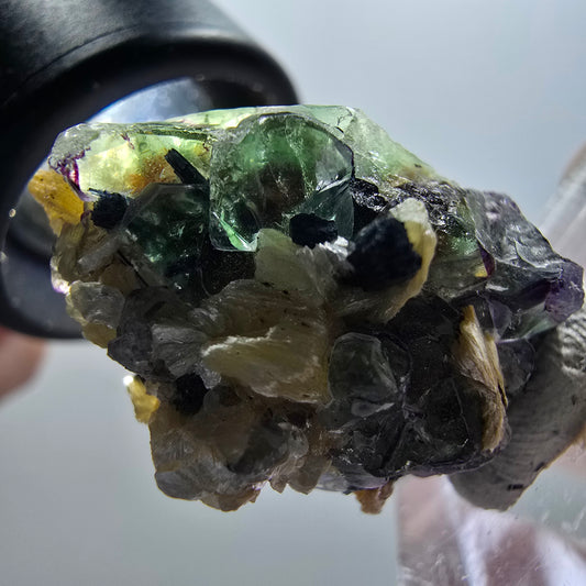 Phantom Fluorit, Schörl Turmalin, Muskovit, Rauchquarz Erongo Namibia 29*21*16mm