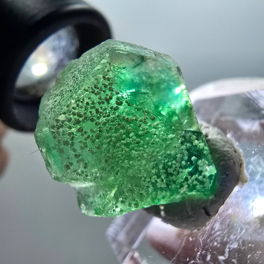 Phantom Fluorit, hexagonal, Muskovit Stufe Erongo, Namibia 22*18*12mm