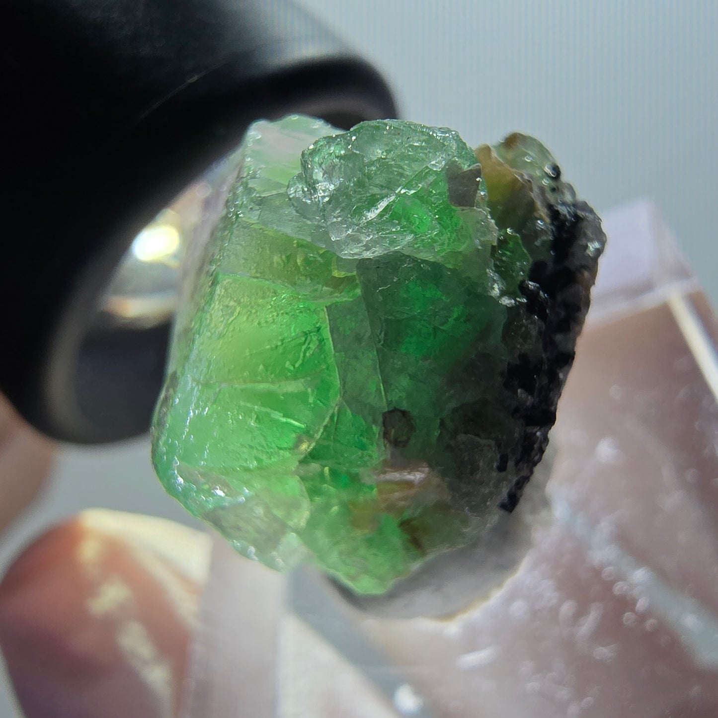 Phantom Fluorit Würfel, Schörl Turmalin, Muskovit Erongo, Namibia 19*17*17mm
