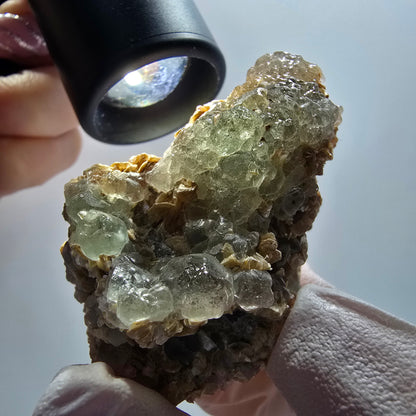 Phantom Fluorit, zonal, Muskovit Stufe Erongo, Namibia 57*44*31mm