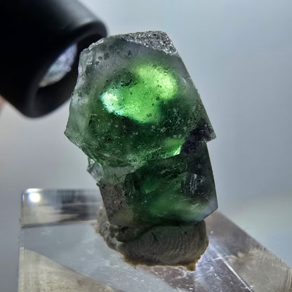 Phantom Fluorit Würfel, Schörl Turmalin, Muskovit Erongo, Namibia 23*20*14mm