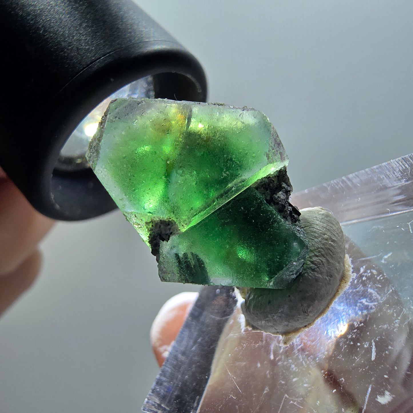 Phantom Fluorit Würfel, Schörl Turmalin, Muskovit Erongo, Namibia 23*20*14mm