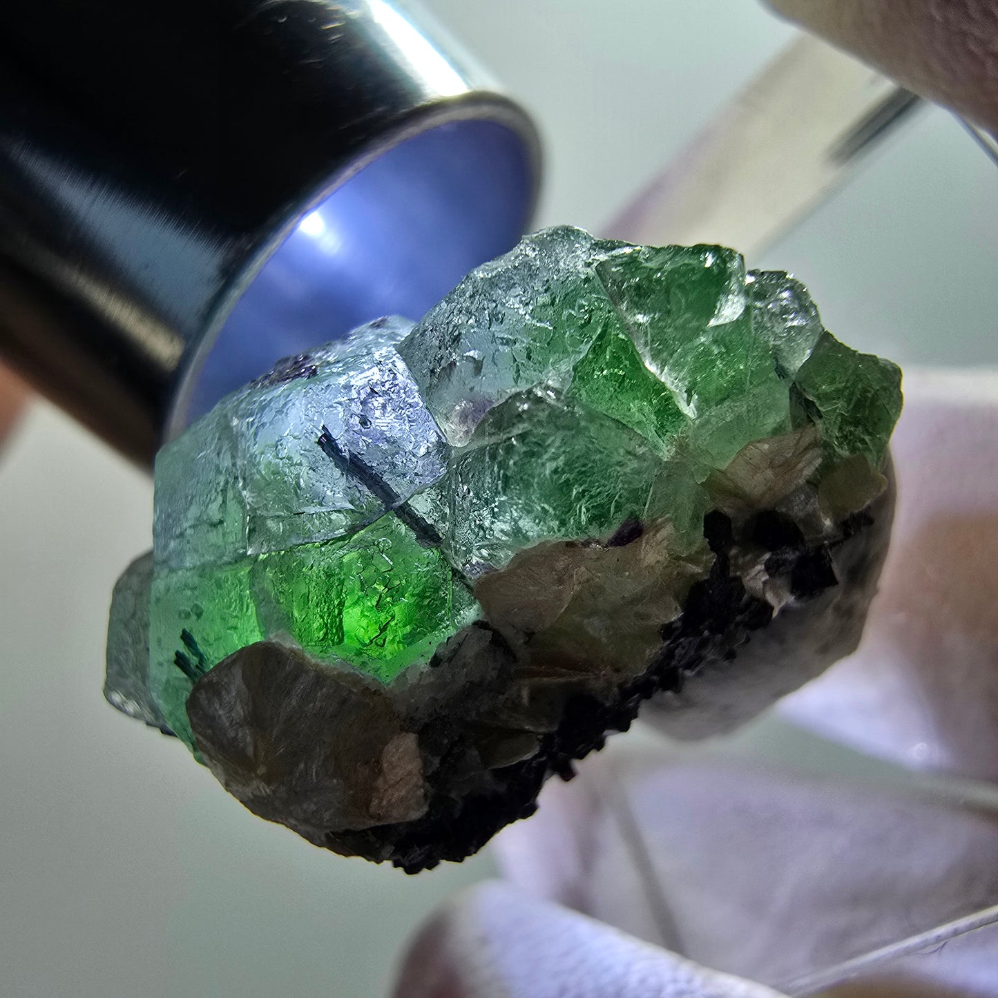 Phantom Fluorit Würfel, Schörl Turmalin, Muskovit Erongo, Namibia 22*16*13mm