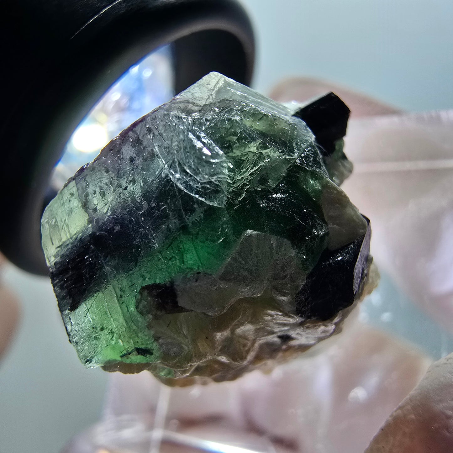 Phantom Fluorit Würfel, Schörl Turmalin, Muskovit Erongo, Namibia 20*20*16mm